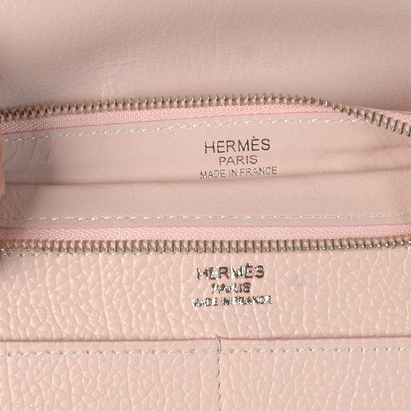 High Quality Hermes Compact Passport Holder Smooth Leather Wallet Pink Fake